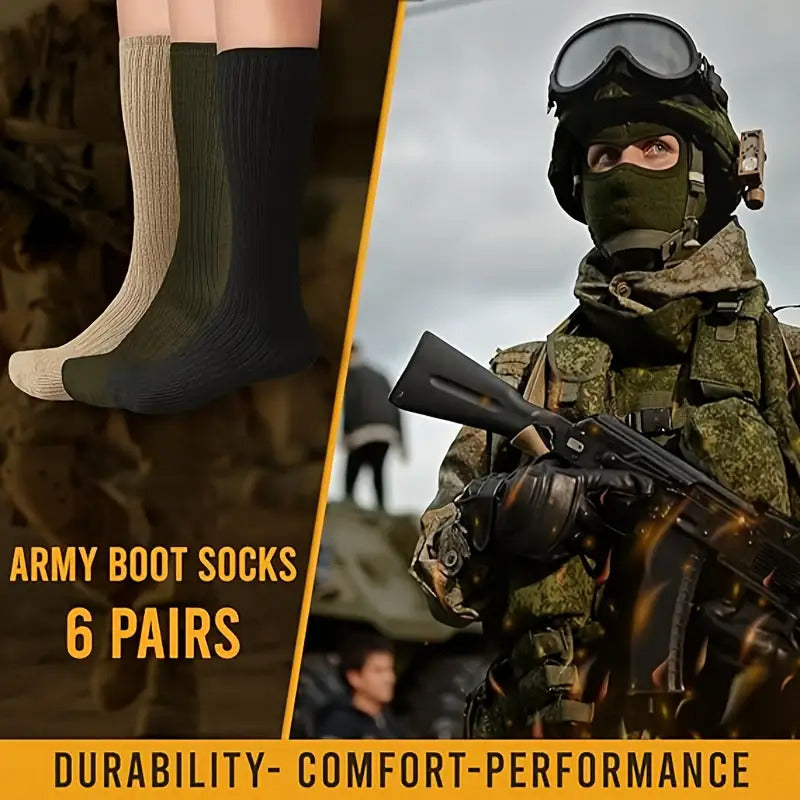 6Double MEDISTRIDE Quick-Dry Mid-Calf Socks，Suitable for firefighters、Police、hiker - Breathable Nylon/Spandex/Polyester Blend，Enhanced toe and heel，Moisture Wicking，Non-Therapeutic，Diabetes Care，Essential for Hiking，Socks with military style，Durable sock