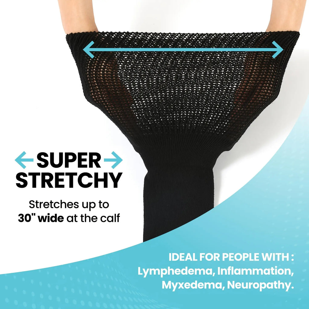 Extra Wide Socks，Suitable for swollen feet，Men and women can stretch to30Inch，Medium and Large Size Socks，Unbound Seamless Socks，Loose Style，Neuropathy and Heavyweight Seniors - Most sizes are suitable