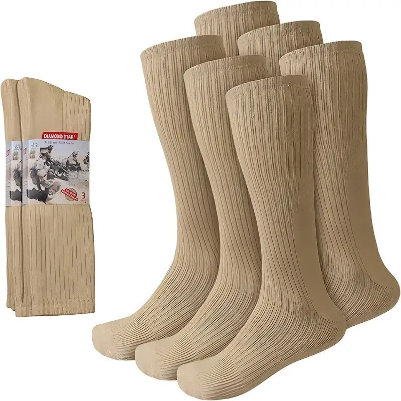 6Double MEDISTRIDE Quick-Dry Mid-Calf Socks，Suitable for firefighters、Police、hiker - Breathable Nylon/Spandex/Polyester Blend，Enhanced toe and heel，Moisture Wicking，Non-Therapeutic，Diabetes Care，Essential for Hiking，Socks with military style，Durable sock