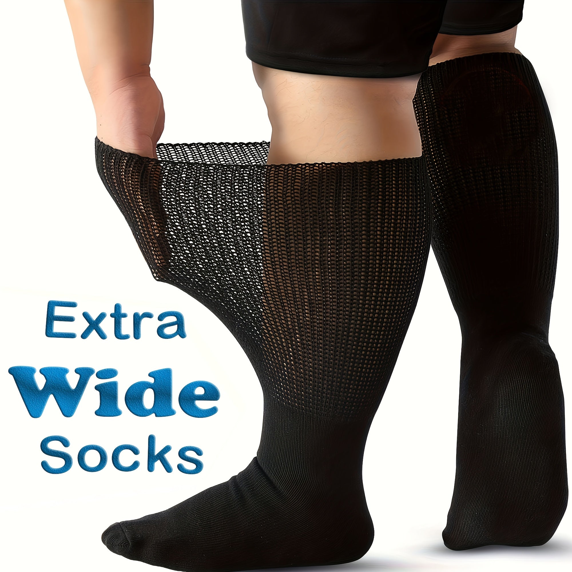 Extra Wide Socks，Suitable for swollen feet，Men and women can stretch to30Inch，Medium and Large Size Socks，Unbound Seamless Socks，Loose Style，Neuropathy and Heavyweight Seniors - Most sizes are suitable