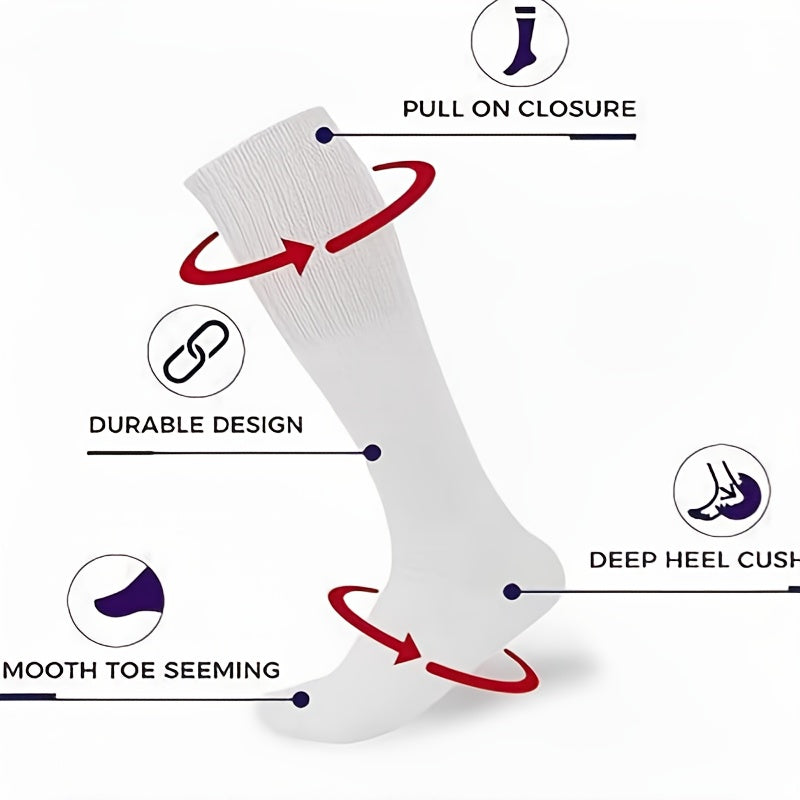6Double Men's Thickened Sports Over-the-Knee Socks - Elastic Support，Non-Slip Design，Comfortable all day long - Suitable for fitness、Running、Hiking and casual wear - Available in Plus Size and Tall Sizes - High Quality Fabric