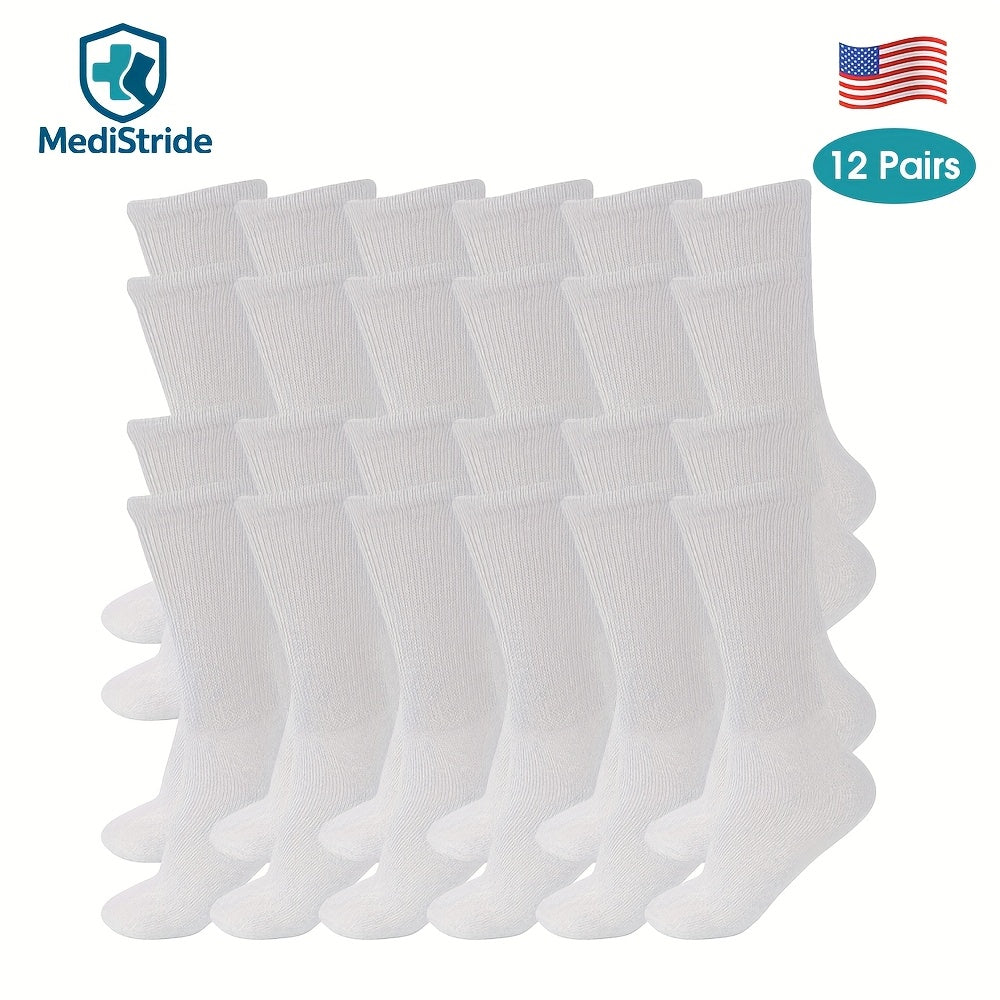White Diabetic Socks，Non-restrictive，Moisture Wicking，Seamless toe，Suitable for sensitive feet