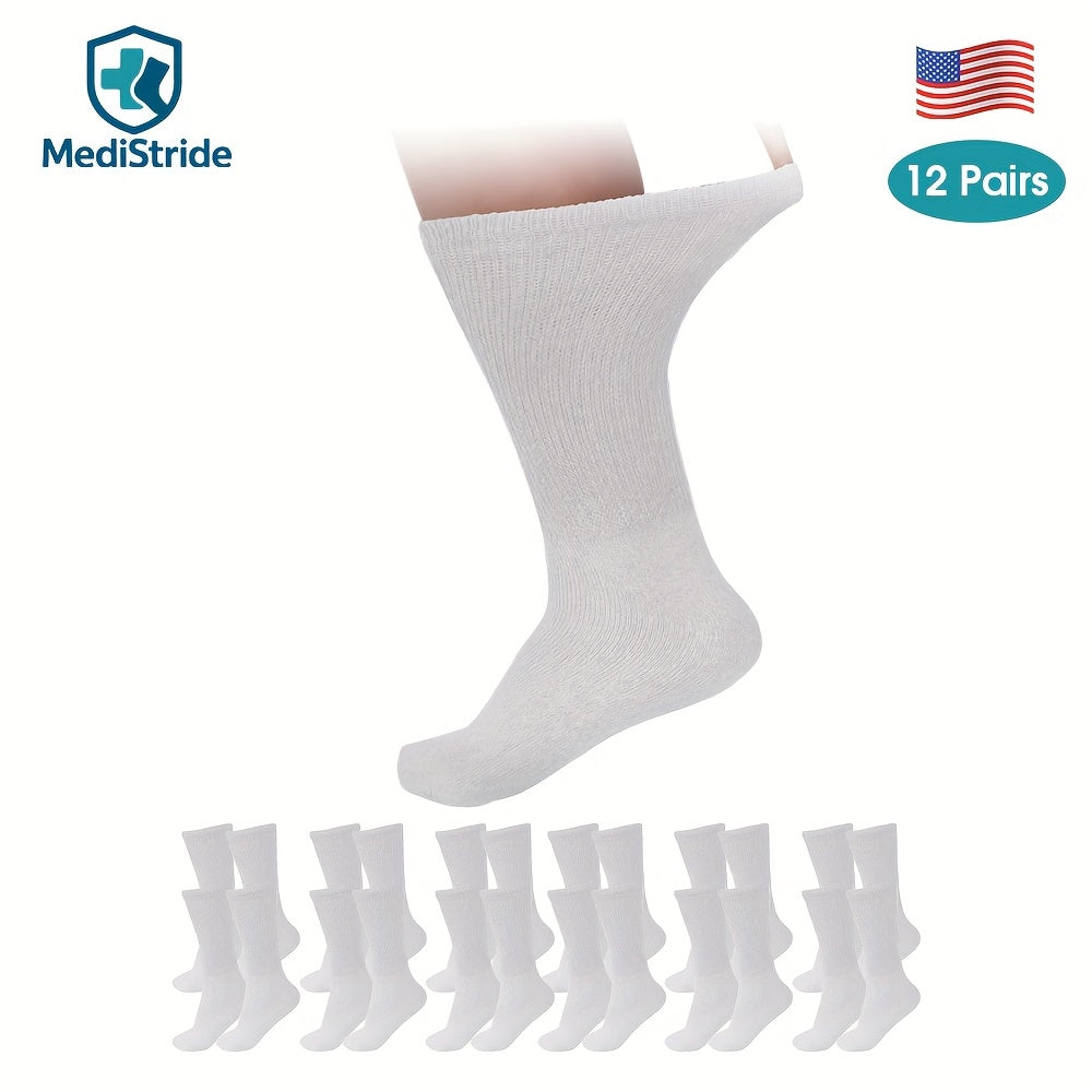 12-Pair Unisex Non-Binding Diabetic Crew Socks