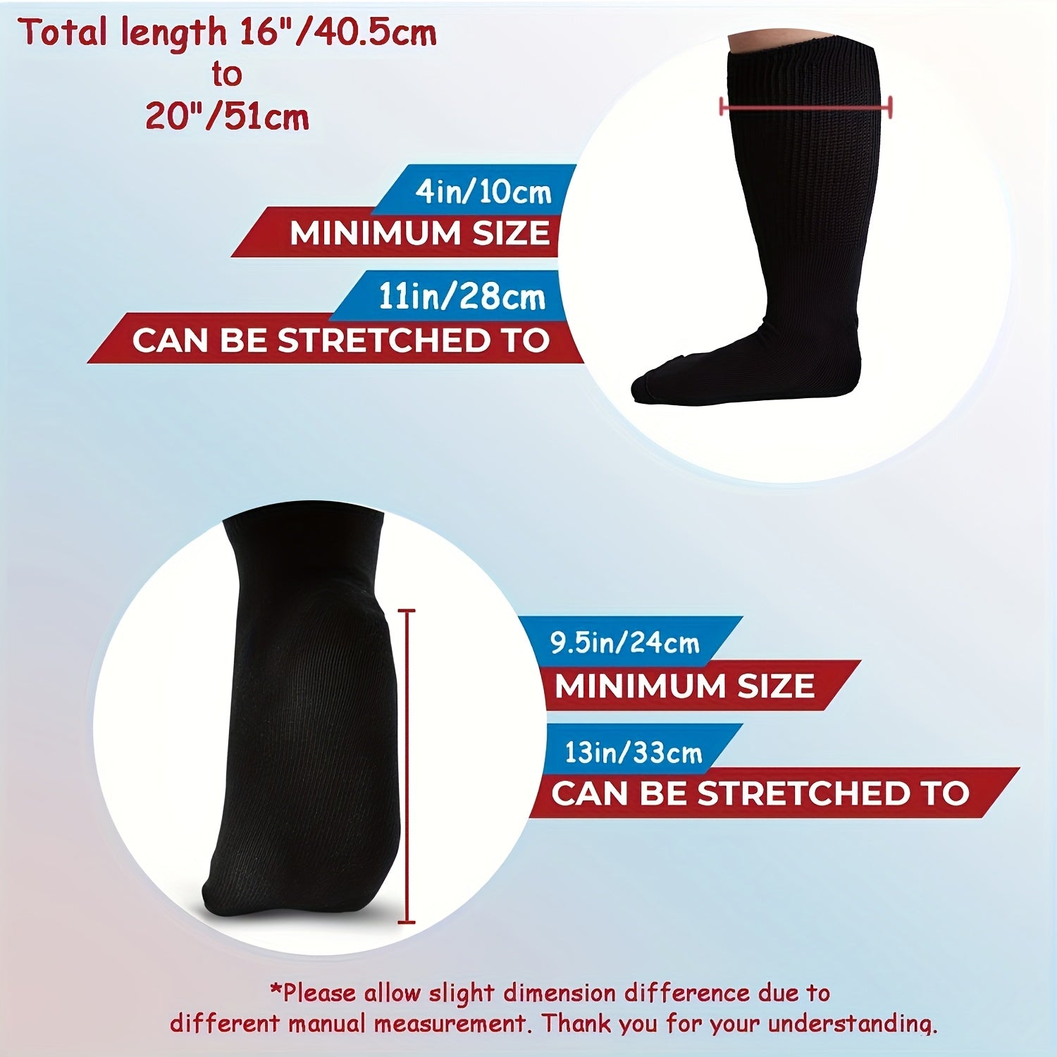 Extra Wide Socks，Suitable for swollen feet，Men and women can stretch to30Inch，Medium and Large Size Socks，Unbound Seamless Socks，Loose Style，Neuropathy and Heavyweight Seniors - Most sizes are suitable