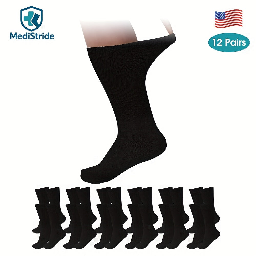 12-Pair Unisex Non-Binding Diabetic Crew Socks