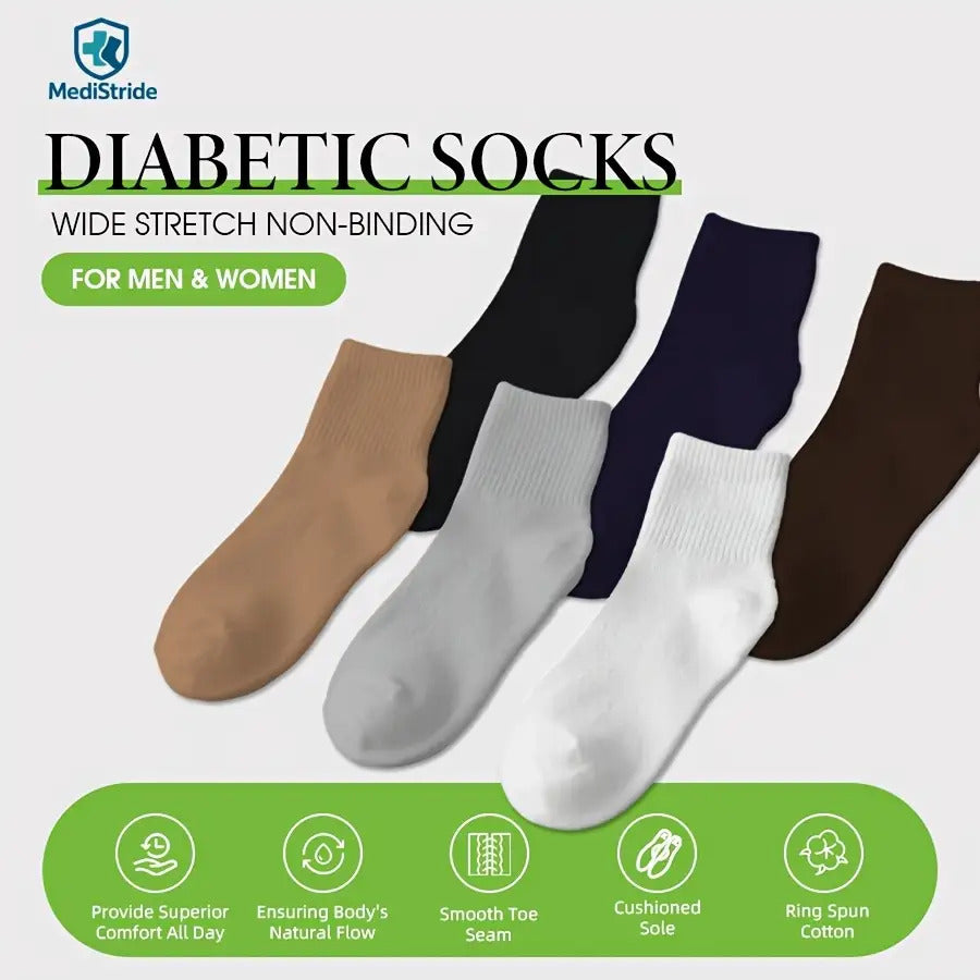 6-Pair Breathable Diabetic Low-Cut Socks