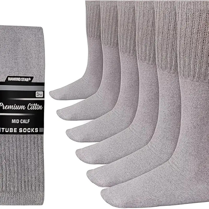 6Double Men's Thickened Sports Over-the-Knee Socks - Elastic Support，Non-Slip Design，Comfortable all day long - Suitable for fitness、Running、Hiking and casual wear - Available in Plus Size and Tall Sizes - High Quality Fabric