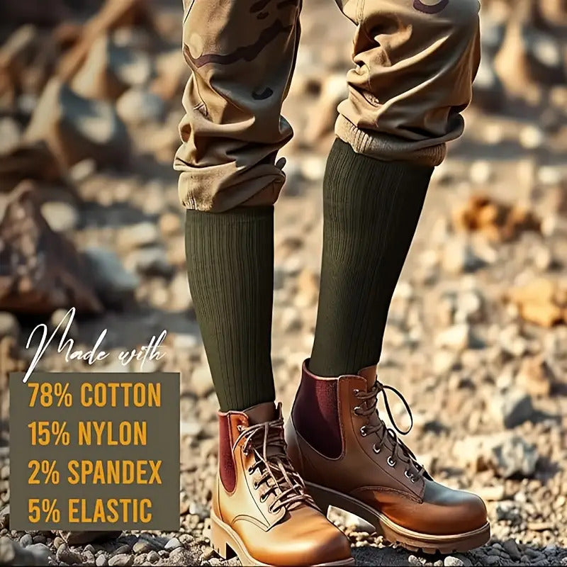 6Double MEDISTRIDE Quick-Dry Mid-Calf Socks，Suitable for firefighters、Police、hiker - Breathable Nylon/Spandex/Polyester Blend，Enhanced toe and heel，Moisture Wicking，Non-Therapeutic，Diabetes Care，Essential for Hiking，Socks with military style，Durable sock