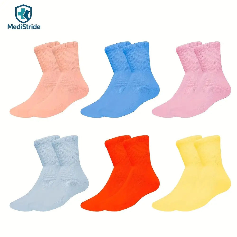 6Shuanghe12Double Color Non-restraint Diabetic Socks，Seamless toe，Promote Blood Circulation，Moisture-absorbing cotton socks for sensitive feet