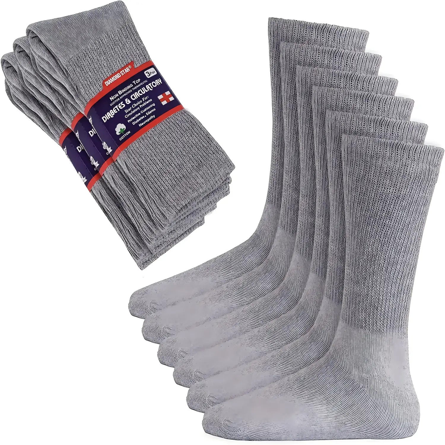 18Double Socks - Unfettered Circular Buffering，Soft and unrestricted open design，Suitable for neuropathy、Blood circulation issues，Daily and Special Care - Unisex（Multi-color packaging：Gray/Black/Beige/Purplish Blue）- Ideal choice for diabetic patients and