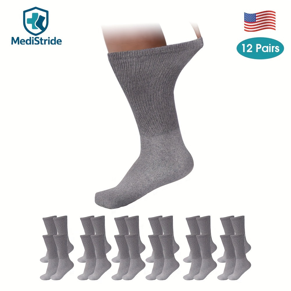 12-Pair Unisex Non-Binding Diabetic Crew Socks