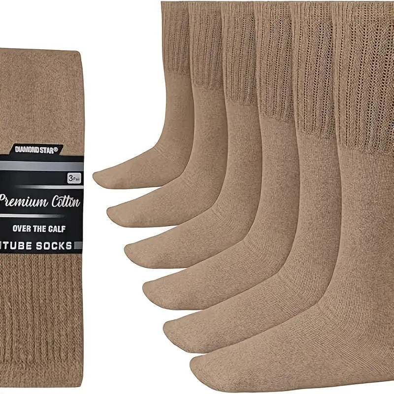 6Double Men's Thickened Sports Over-the-Knee Socks - Elastic Support，Non-Slip Design，Comfortable all day long - Suitable for fitness、Running、Hiking and casual wear - Available in Plus Size and Tall Sizes - High Quality Fabric