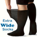 Extra Wide Socks，Suitable for swollen feet，Men and women can stretch to30Inch，Medium and Large Size Socks，Unbound Seamless Socks，Loose Style，Neuropathy and Heavyweight Seniors - Most sizes are suitable