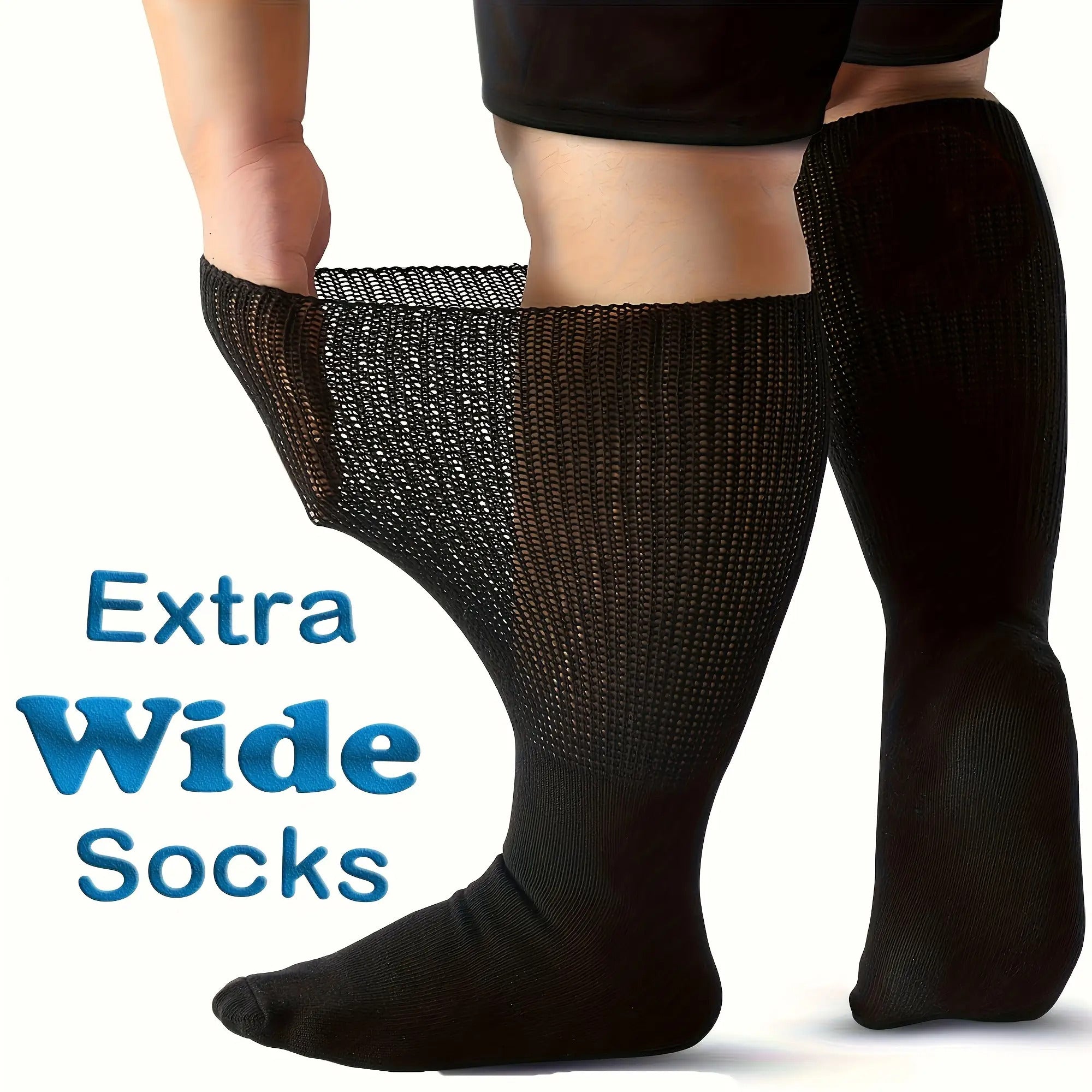 Extra Wide Socks，Suitable for swollen feet，Men and women can stretch to30Inch，Medium and Large Size Socks，Unbound Seamless Socks，Loose Style，Neuropathy and Heavyweight Seniors - Most sizes are suitable