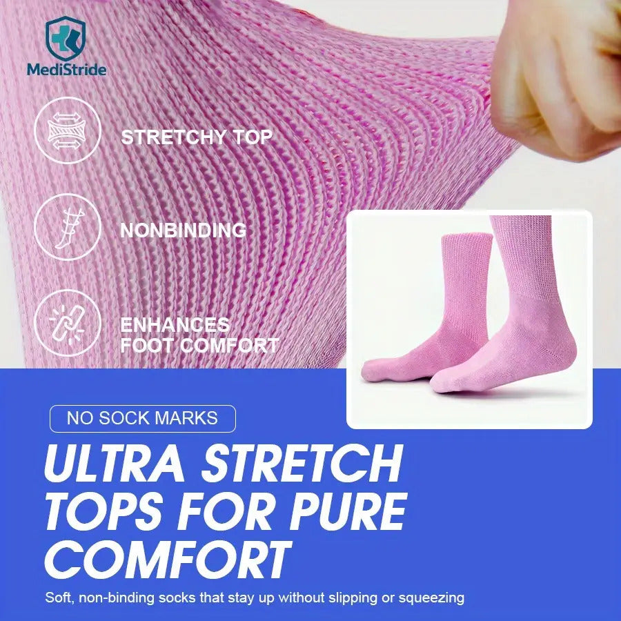 6Shuanghe12Double Color Non-restraint Diabetic Socks，Seamless toe，Promote Blood Circulation，Moisture-absorbing cotton socks for sensitive feet