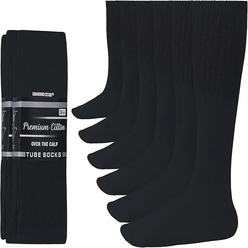 6Double Men's Thickened Sports Over-the-Knee Socks - Elastic Support，Non-Slip Design，Comfortable all day long - Suitable for fitness、Running、Hiking and casual wear - Available in Plus Size and Tall Sizes - High Quality Fabric