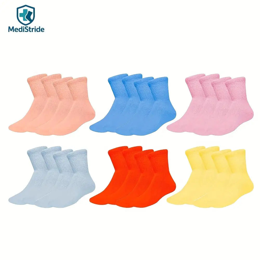6Shuanghe12Double Color Non-restraint Diabetic Socks，Seamless toe，Promote Blood Circulation，Moisture-absorbing cotton socks for sensitive feet