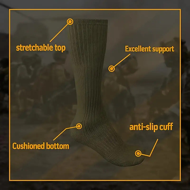 6Double MEDISTRIDE Quick-Dry Mid-Calf Socks，Suitable for firefighters、Police、hiker - Breathable Nylon/Spandex/Polyester Blend，Enhanced toe and heel，Moisture Wicking，Non-Therapeutic，Diabetes Care，Essential for Hiking，Socks with military style，Durable sock