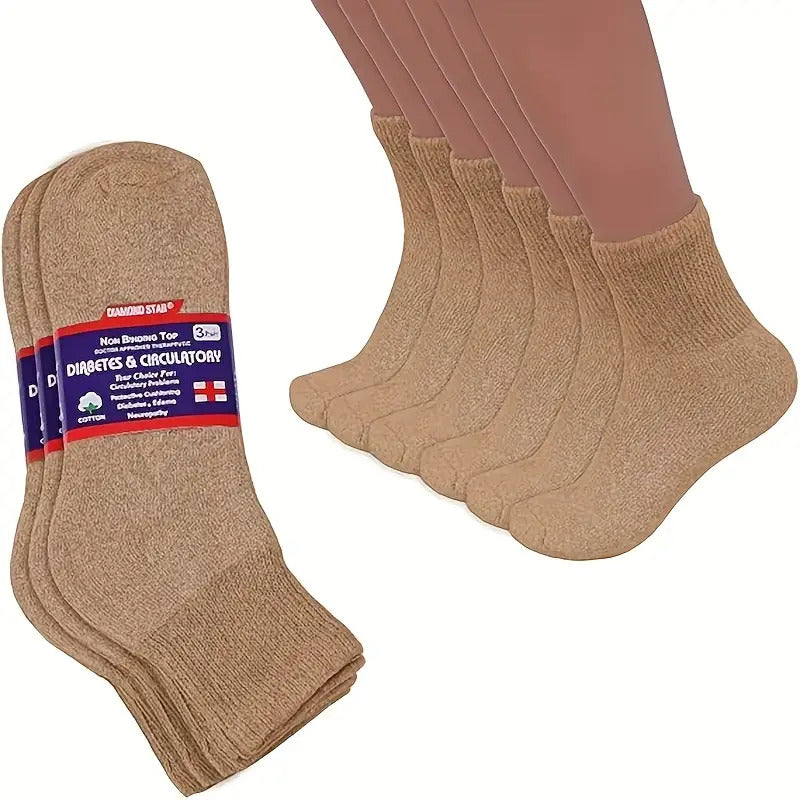 6-Pair Unisex Non-Binding Diabetic Crew Socks
