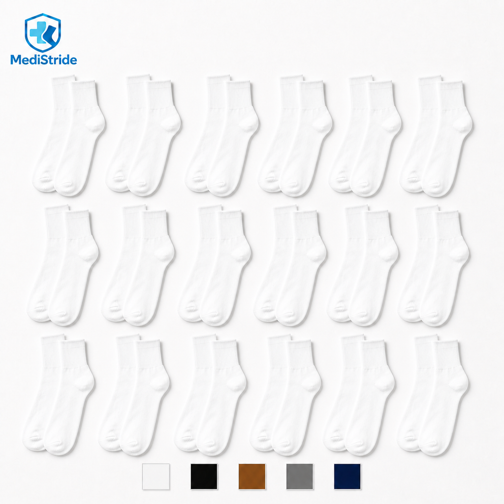 18-Pair Unisex Non-Binding Diabetic Crew Socks
