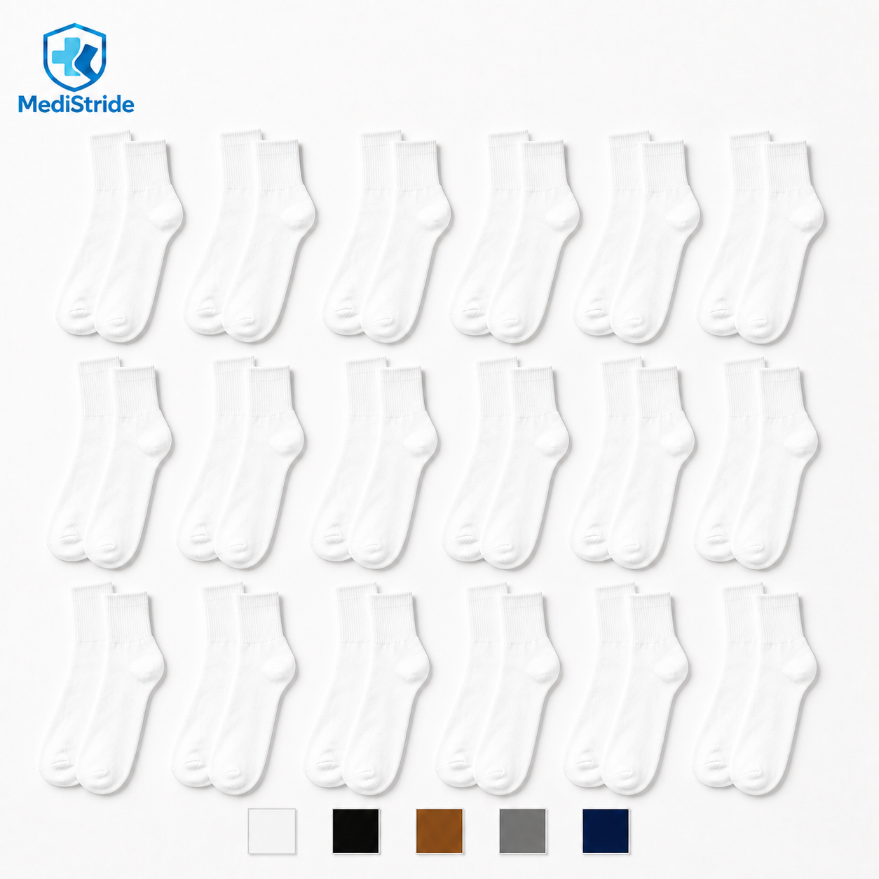 18-Pair Unisex Non-Binding Diabetic Crew Socks