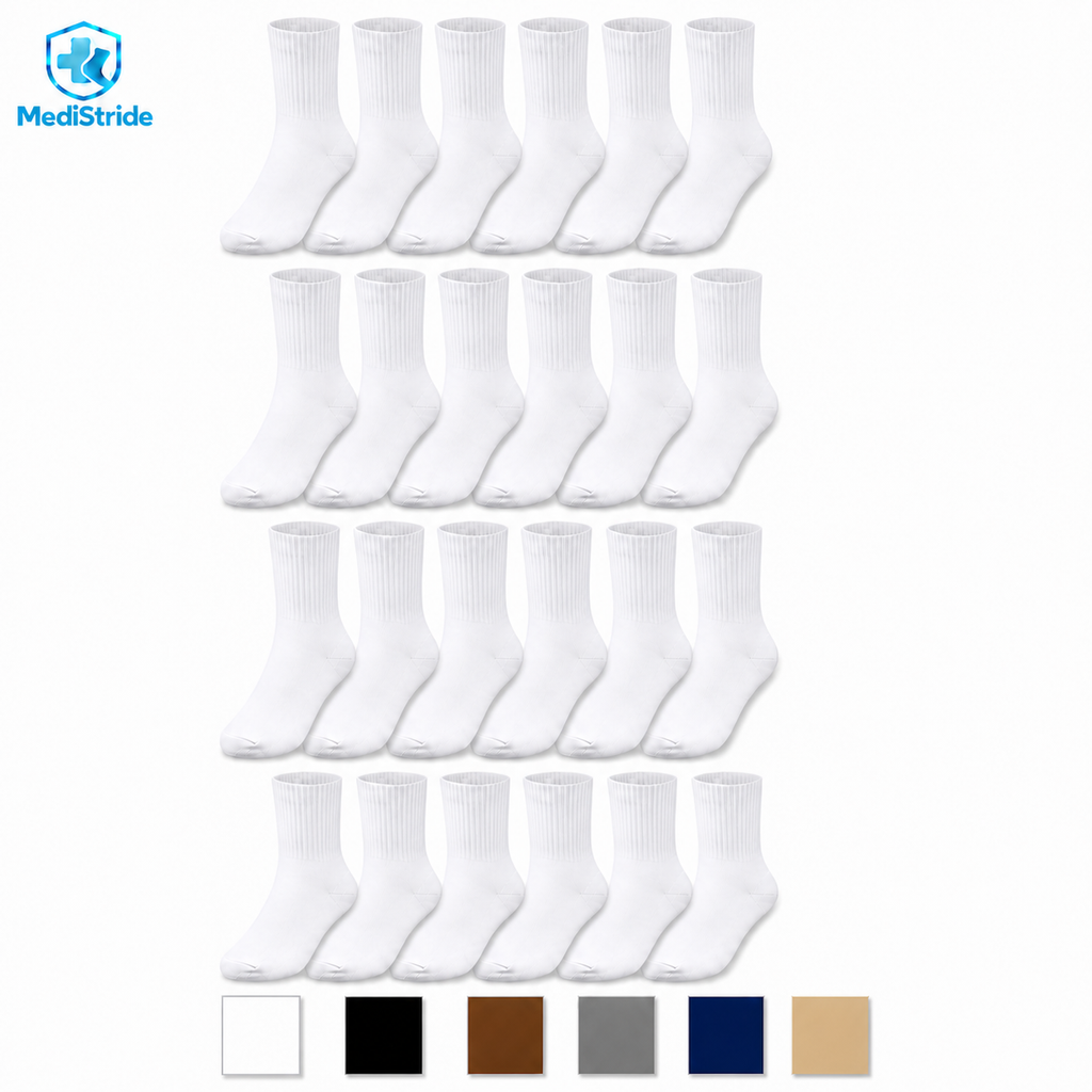 12-Pair Unisex Non-Binding Diabetic Crew Socks