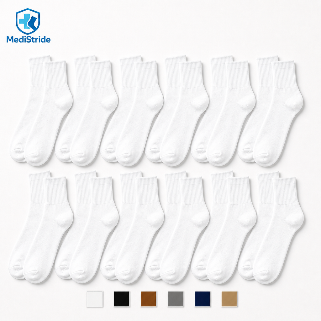 12-Pair Unisex Cushioned Diabetic Ankle Socks