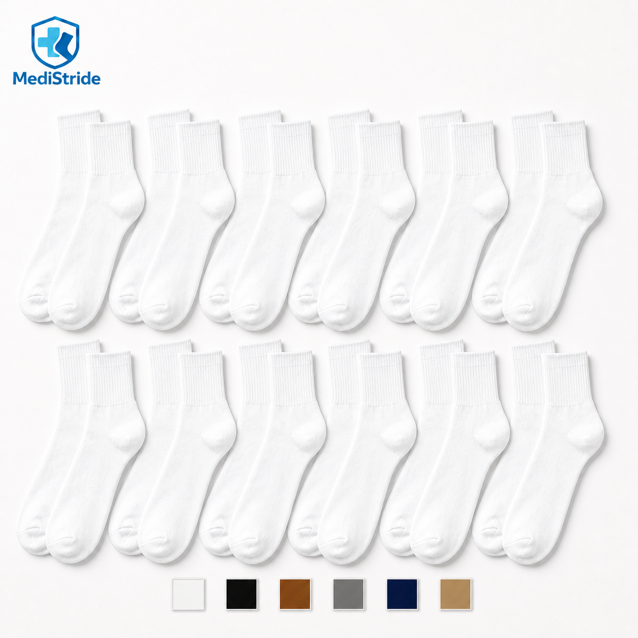 12-Pair Unisex Cushioned Diabetic Ankle Socks