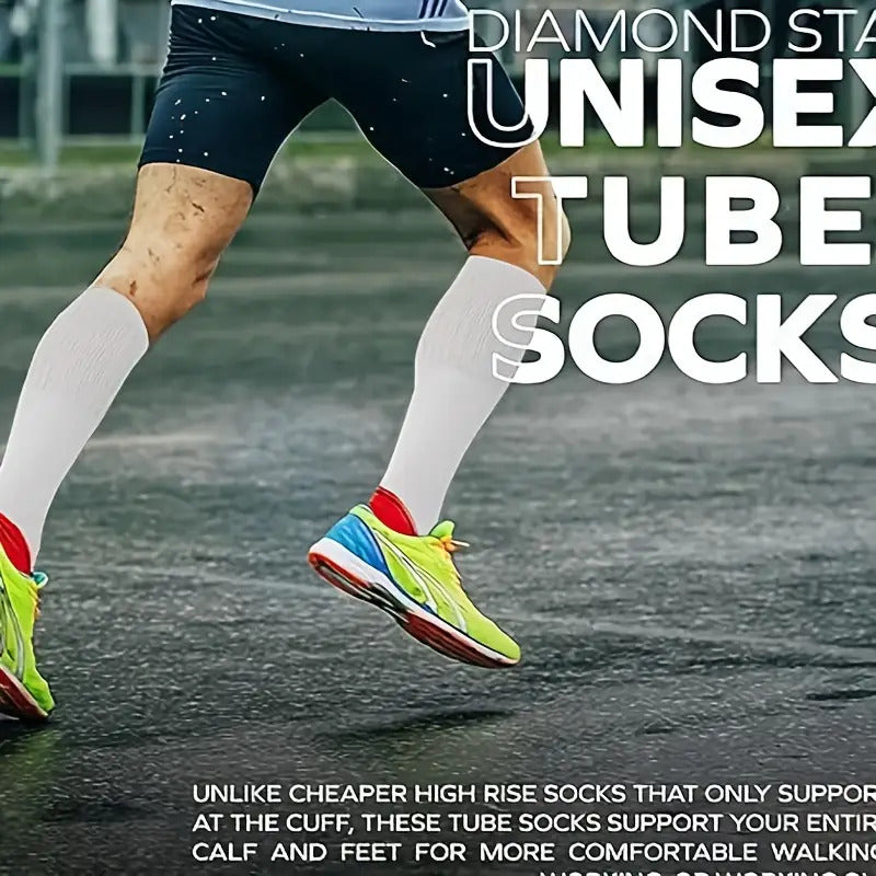 6Double Men's Thickened Sports Over-the-Knee Socks - Elastic Support，Non-Slip Design，Comfortable all day long - Suitable for fitness、Running、Hiking and casual wear - Available in Plus Size and Tall Sizes - High Quality Fabric